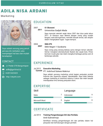 Template CV - Fresh Tosca